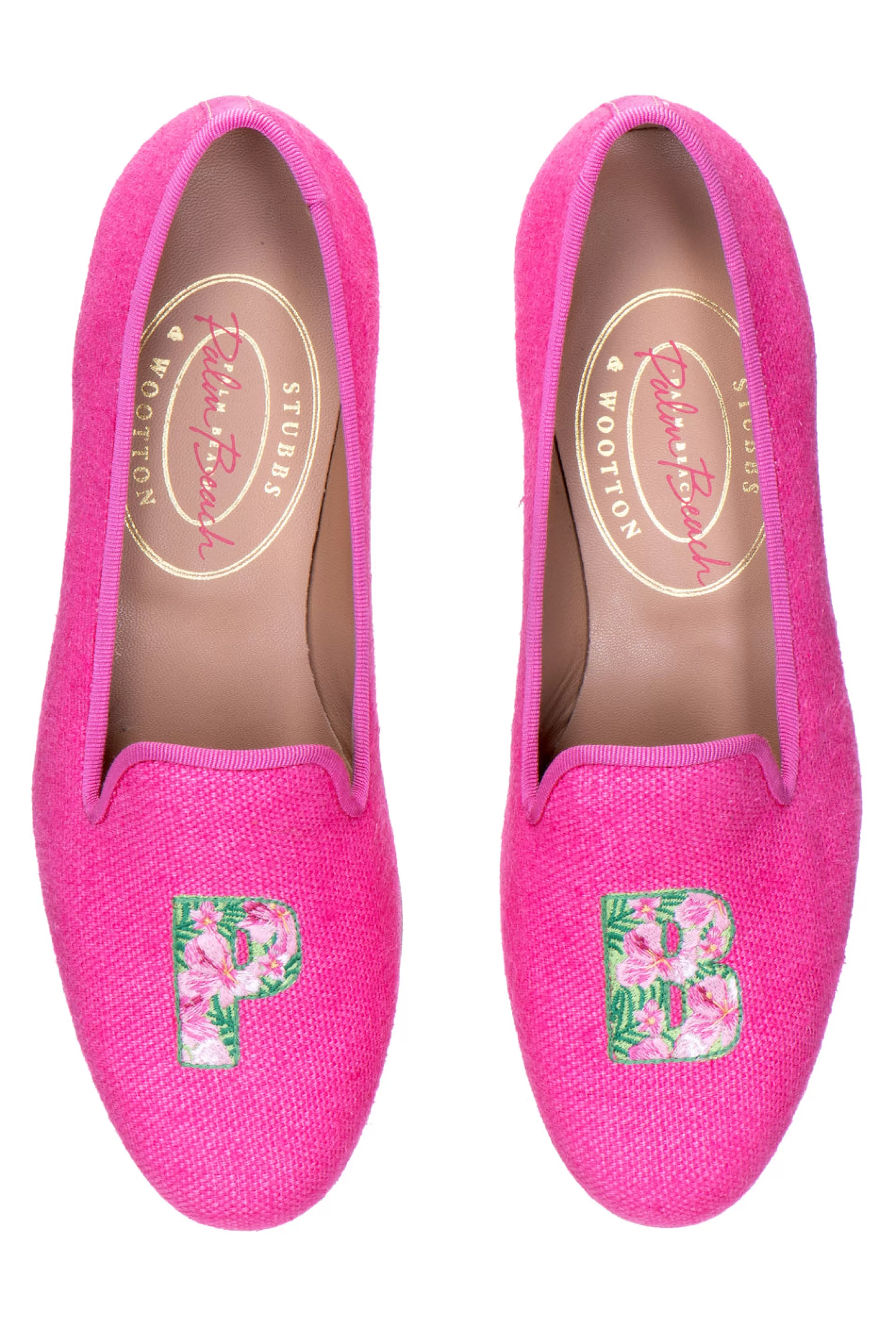 Slipper*Stubbs & Wootton PB Fuchsia Linen Slipper (Women) Pink