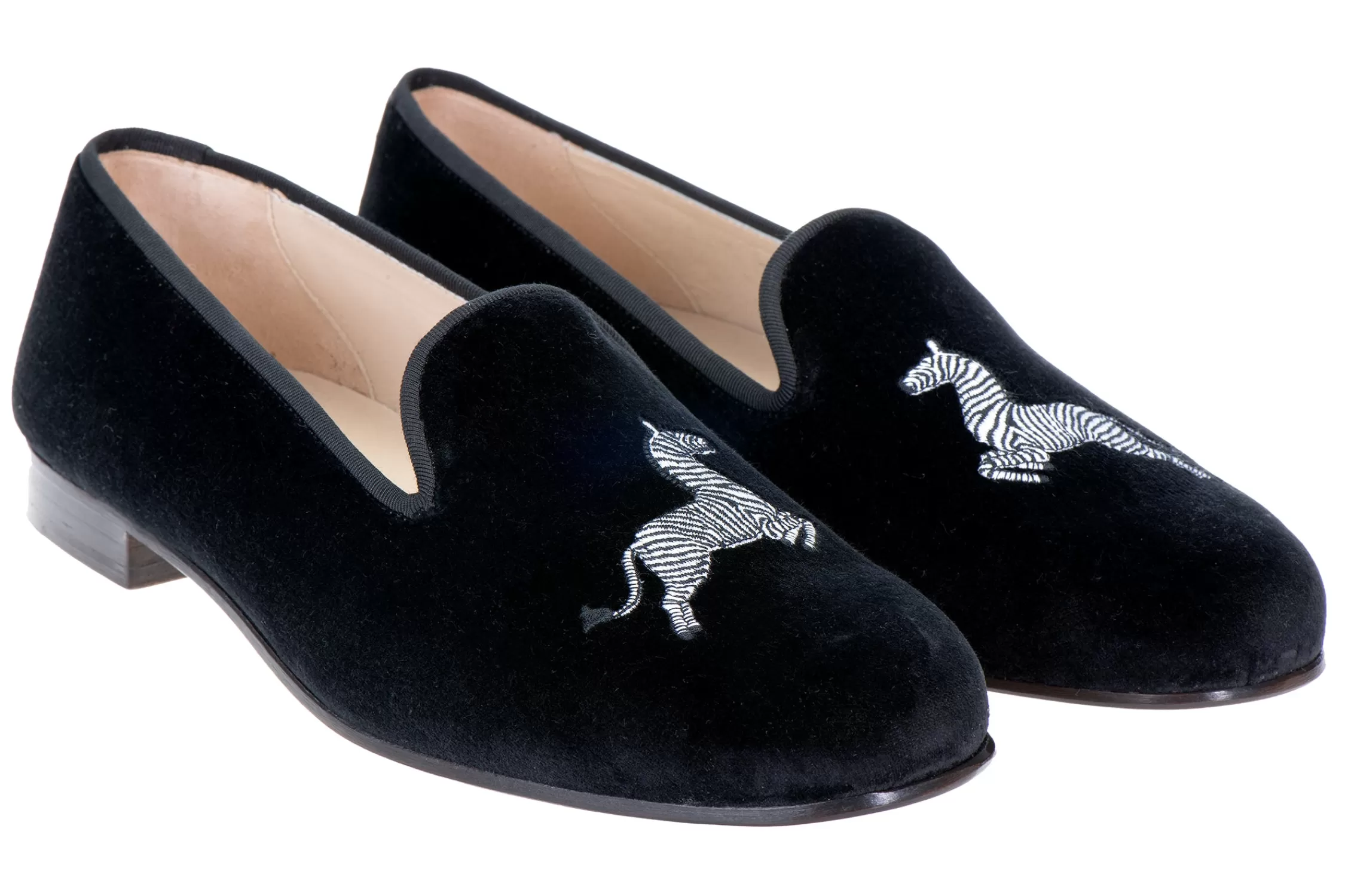 Slipper*Stubbs & Wootton Zebra Velvet Slipper (Men) Black